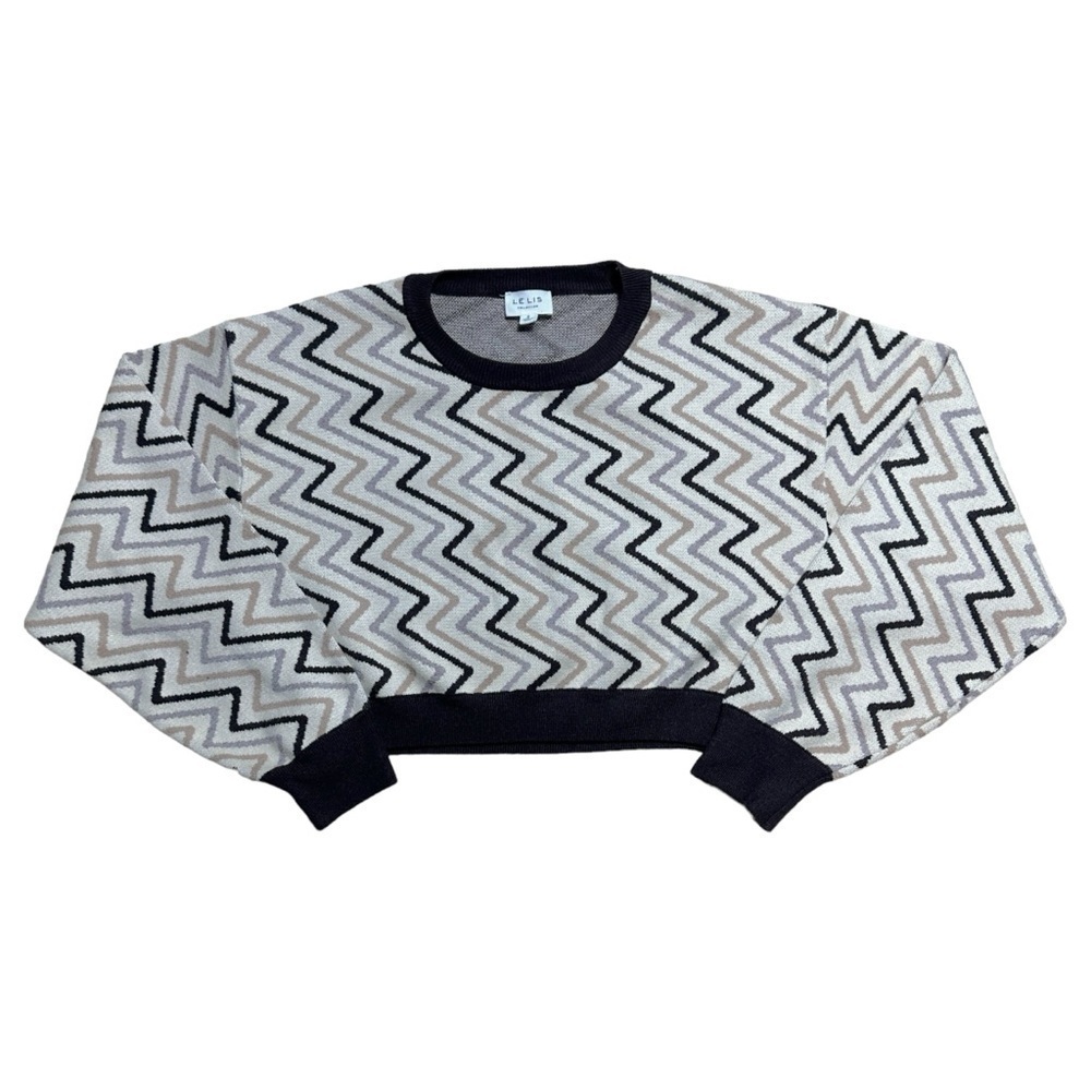 Le Lis Tan & Cocoa Long Sleeve Cropped Sweater Women’s US S